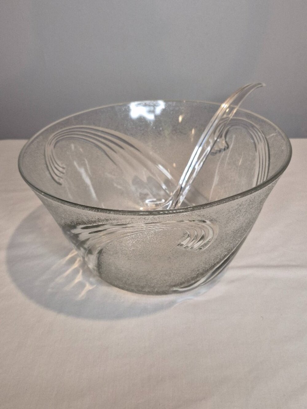 Glass Party Punch Bowl & Ladel w/ Cups